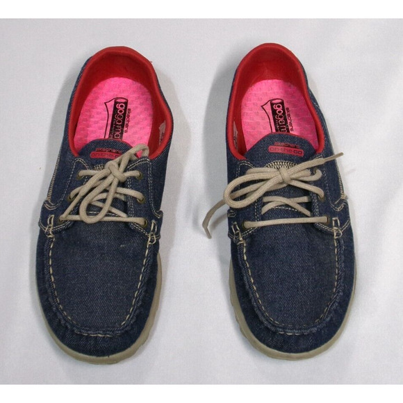 Skechers On The Go Goga Mat RED WHITE BLUE Anchor Nautical Boat Deck Shoes 8.5 - Picture 6 of 7